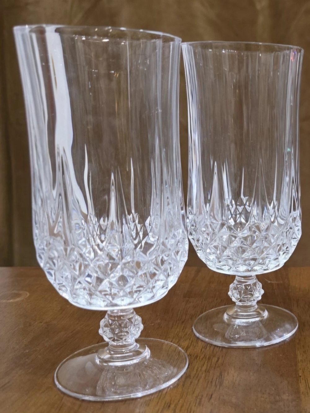 VTG Pair Cristal dArques Durand Longchamp Crystal Footed Iced Tea Glasses Set 2